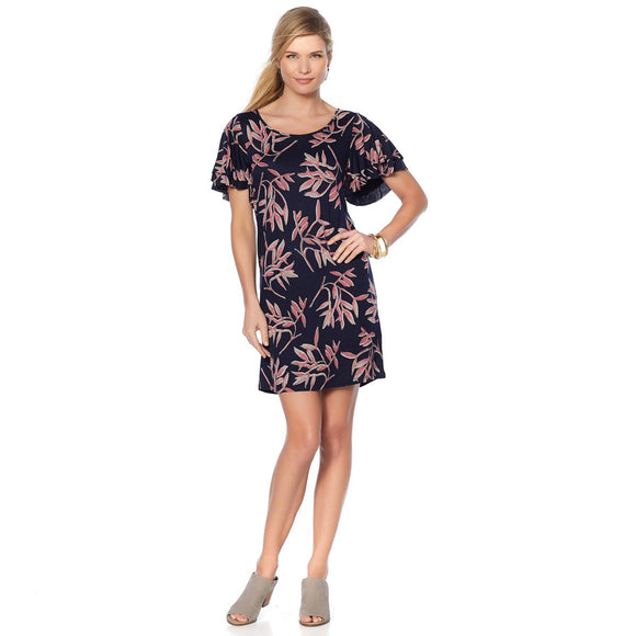 Lucky Brand Printed Ruffle Dress in Pink Multi