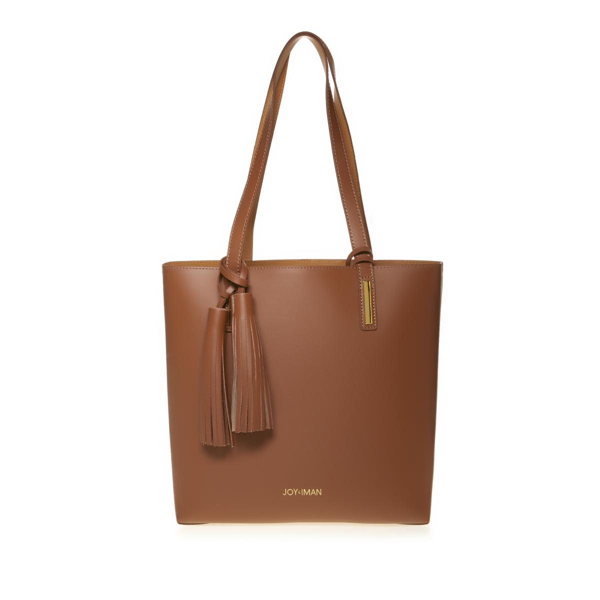 JOY IMAN Tassel Chic Leather Handbag with Popout Insert