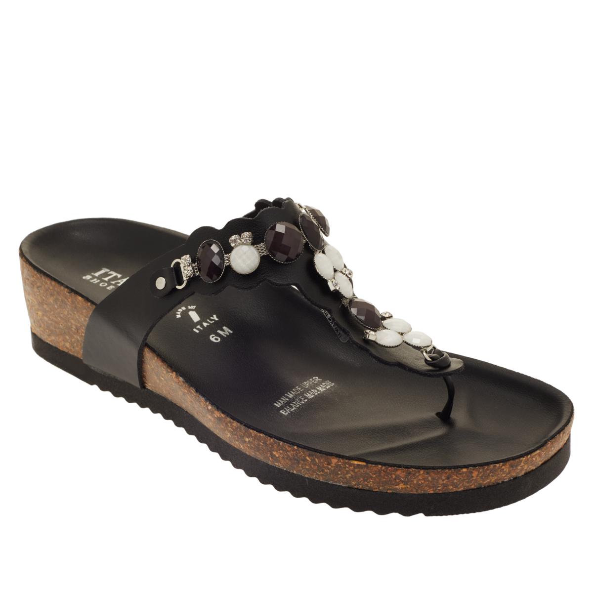 Italian Shoemakers Vixi Embellished Thong Sandal Black / 6
