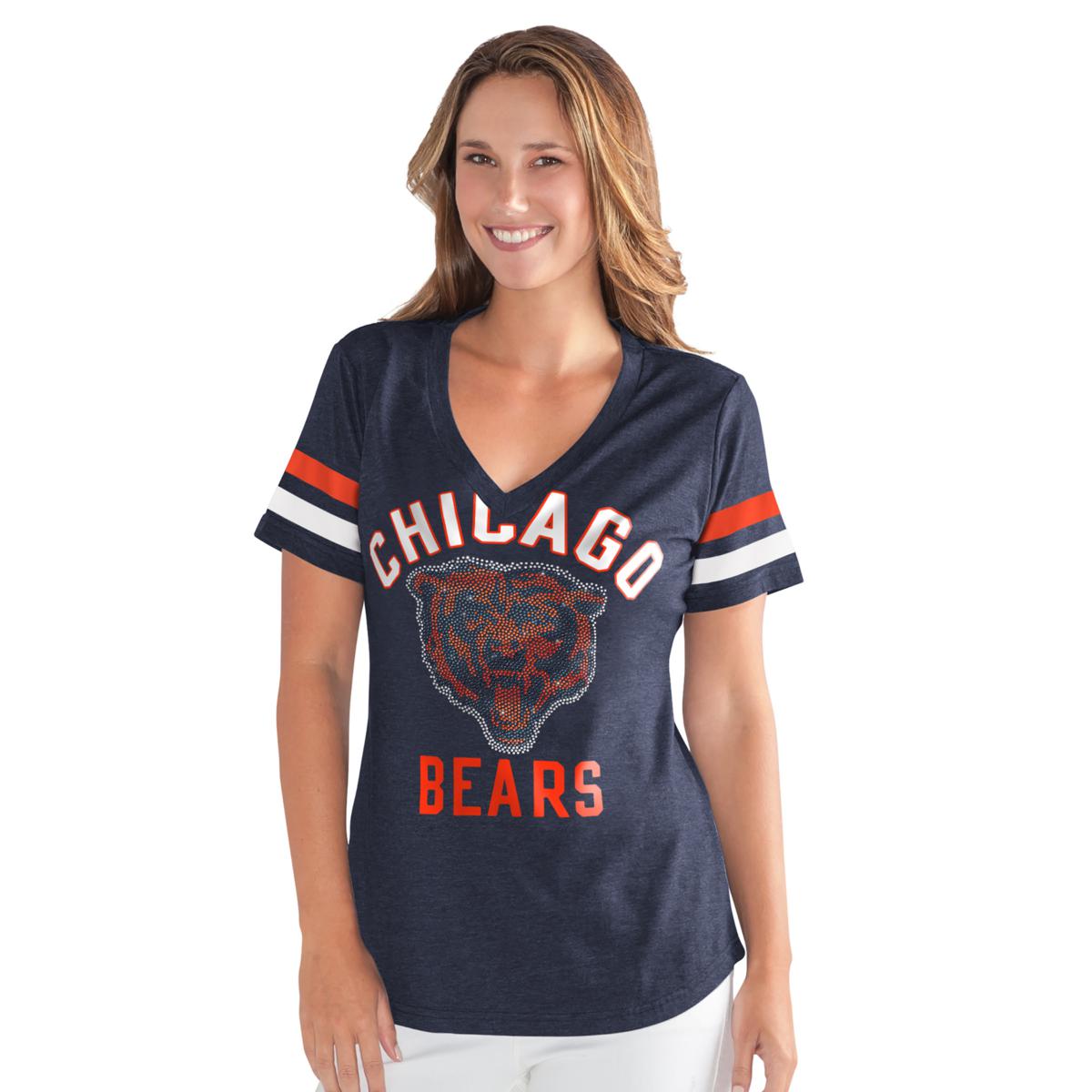 G-III Officially Licensed NFL Women's Extra Point Bling Tee by Glll Chicago Bears / M