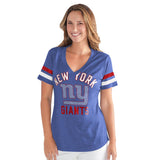 Officially Licensed NFL Women's Extra Point Bling Tee by Glll-New York Giants