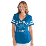 Officially Licensed NFL Women's Extra Point Bling Tee by Glll-Detroit Lions