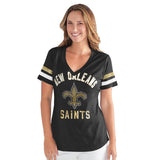 Officially Licensed NFL Women's Extra Point Bling Tee by Glll-New Orleans Saints