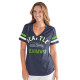 Officially Licensed NFL Women's Extra Point Bling Tee by Glll-Seattle Seahawks