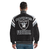 Officially Licensed NFL Men's Suede Jacket RAIDERS BACK VIEW