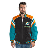Officially Licensed NFL Men's Suede Jacket DOLPHINS