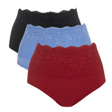 Rhonda shear 3- Pack Seamless Lace overlay Brief Set