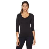 Rhonda Shear 3/4 Sleeve Seamless Tee with Shelf Bra