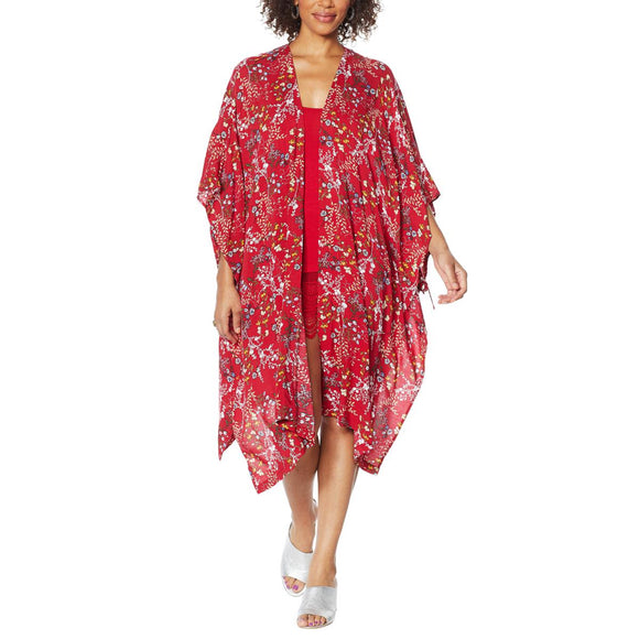 Rhonda Shear Printed Kimono with Side Ties