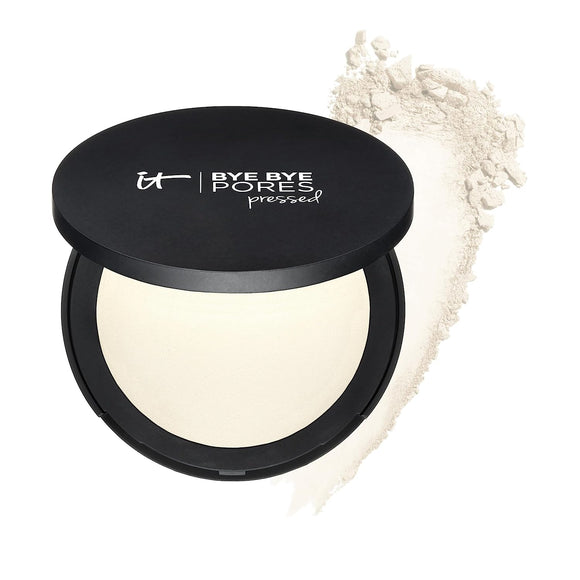 IT Cosmetics Bye Bye Pores Pressed Finishing Powder - Universal Shades - Contains Anti-Aging Peptides, Hydrolyzed Collagen & Antioxidants - 0.31 oz