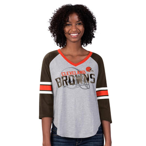 Officially Licensed NFL Star Club 3.4 Women's 3/4Sleeve Top Browns,XS