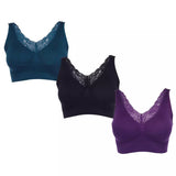 Rhonda Shear 3 Pack "Ahh" Bra with Lace Insert