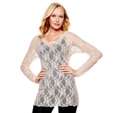 Rhonda Shear Long-Sleeve Lace Top