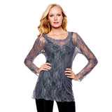 Rhonda Shear Long-Sleeve Lace Top