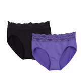 Rhonda Shear 2 Pack Seamless Brief Panty w/ Lace Trim