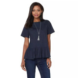 DG2 by Diane Gilman Acid Wash Peplum Tee With Pocket K-10