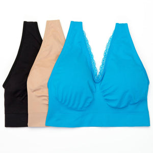 Rhonda Shear 3-Pack "Ahh" Bra with 1 Set Removable Pads