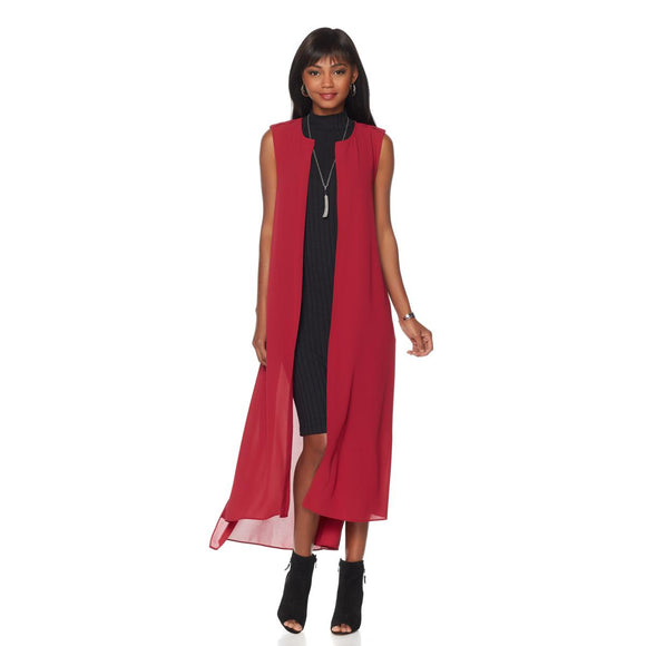 Serena Williams Belted Maxi Vest - S, Berry-