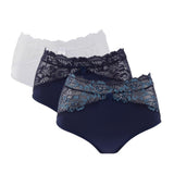 Rhonda Shear 3-pack Brief Panty with Lace Trim 