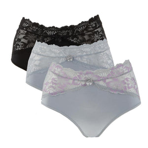 Rhonda Shear 3-pack Brief Panty with Lace Trim 