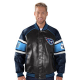 Officially Licensed NFL Faux Leather Varsity Jacket by Glll TITANS