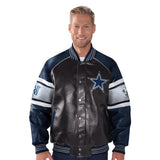 Officially Licensed NFL Faux Leather Varsity Jacket by Glll COWBOYS