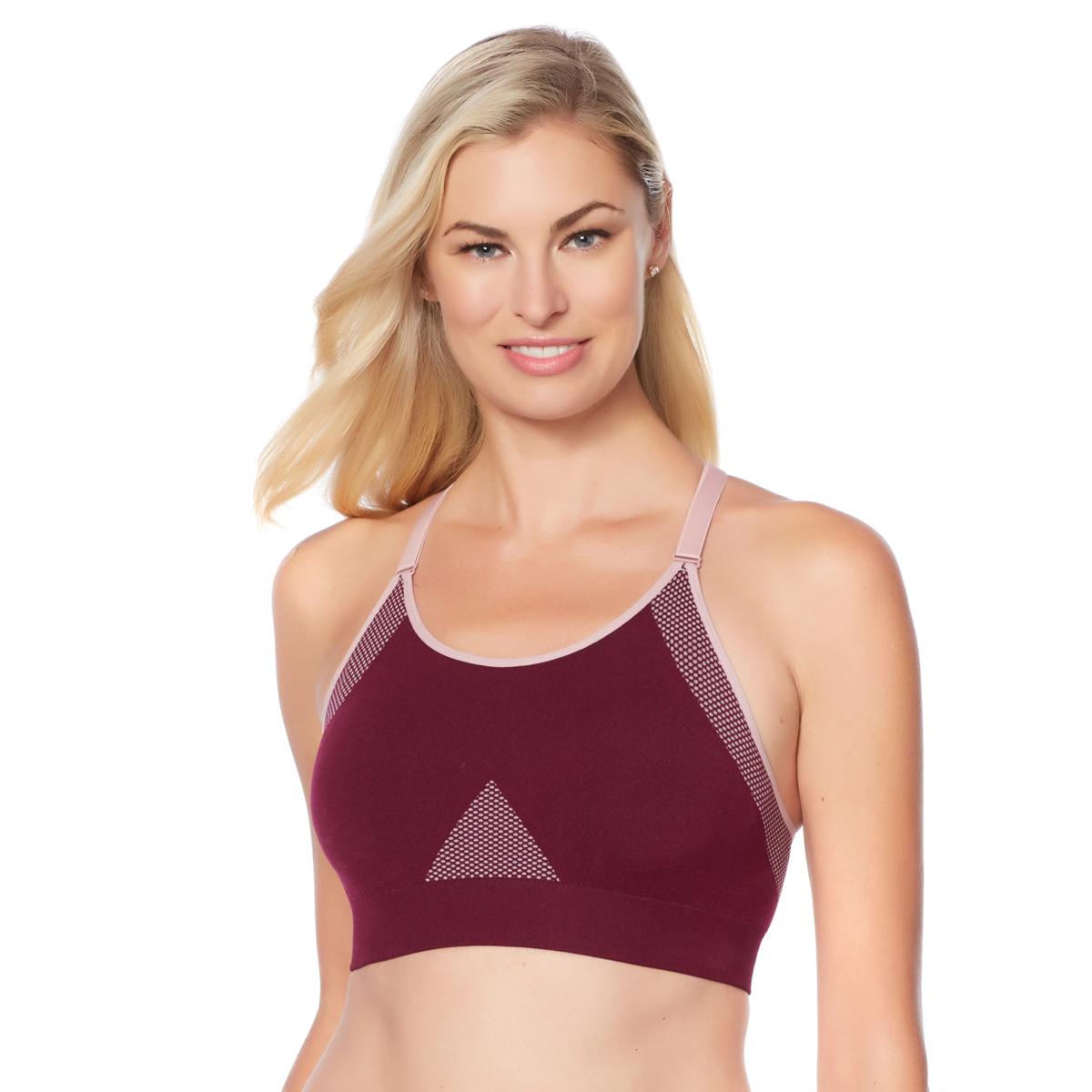 $30 COPPER FIT Front Zip Sports Bra - Nylon-Polyester Pink Size M 