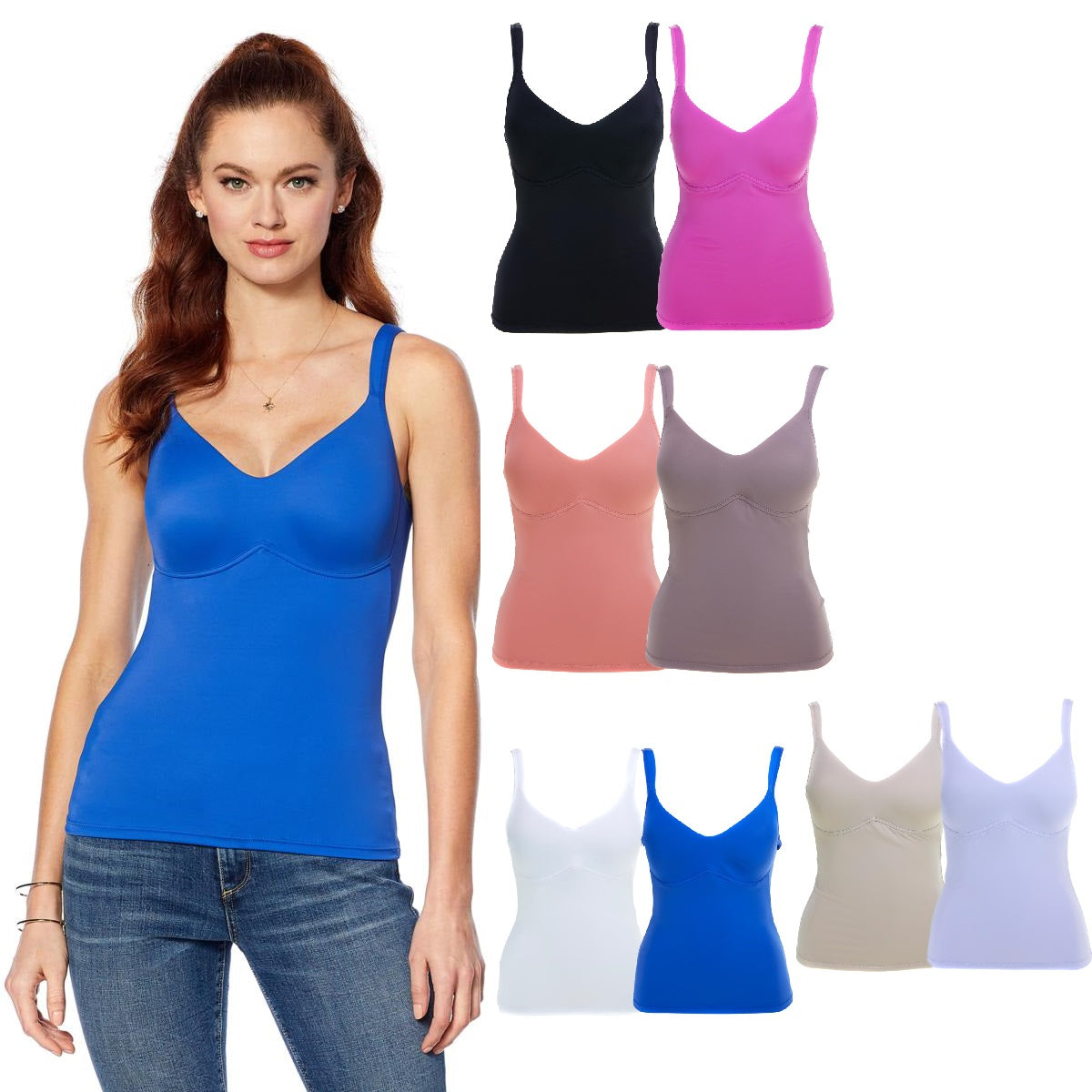 Ahh By Rhonda Shear Womens Plus Size Molded Cup Camisole 