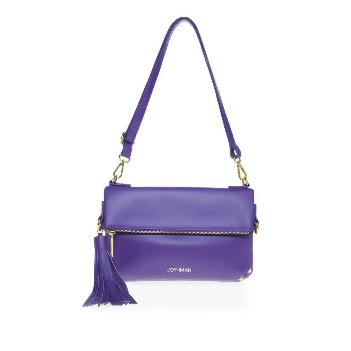 Joy Iman Tassel Chic Leather Crossbody with RFID Periwinkle