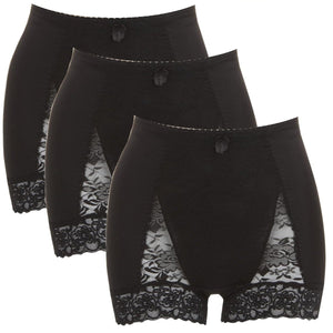 Rhonda Shear 3-pack Pin-Up Panty Set black/white/nude