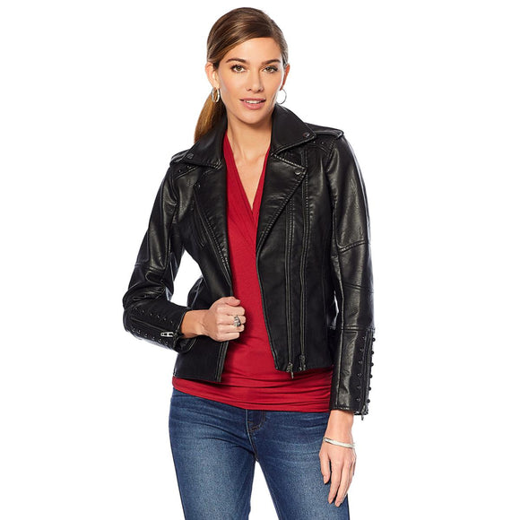 Colleen Lopez Effortlessly Edgy Faux Leather Jacket-WA