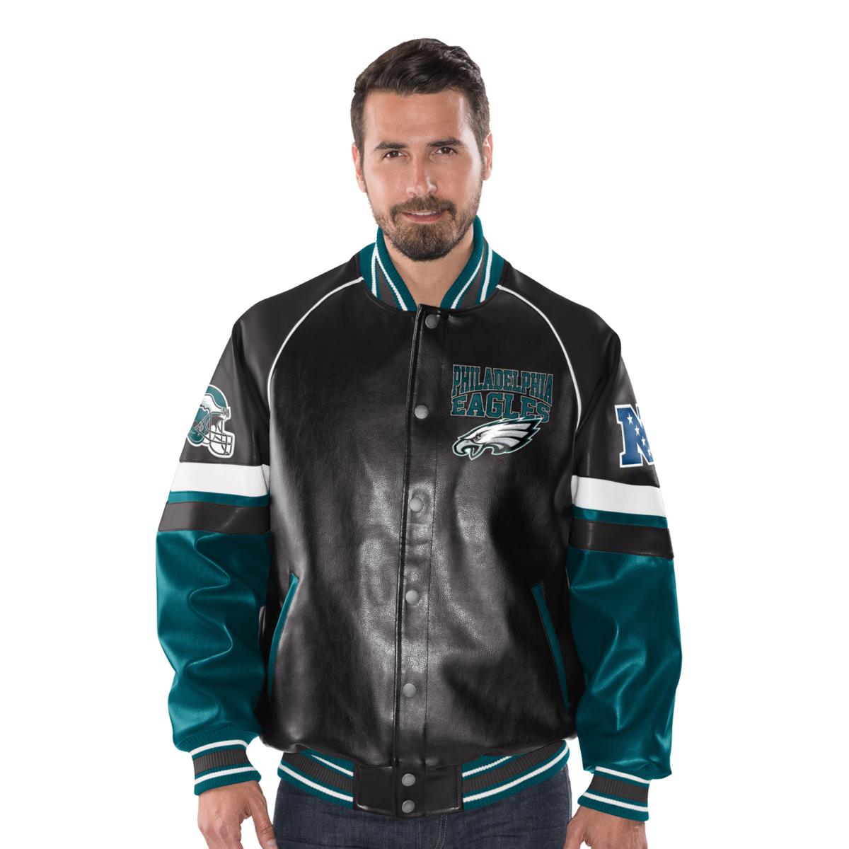Officially Licensed NFL Men's Faux Suede Varsity Jacket by Glll