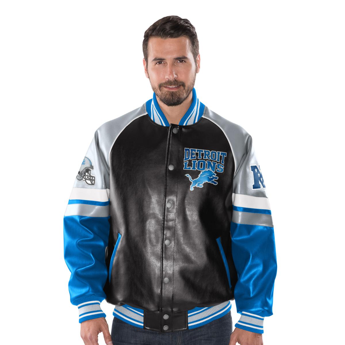 AS IS' Officially Licensed NFL Men's Faux Leather Varsity Jacket