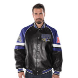 "AS IS" Officially Licensed NFL Men's Faux Leather Varsity Jacket-Baltimore Ravens