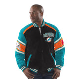 "AS IS" Officially Licensed NFL Men's Suede Jacket by G-III-Miami Dolphins
