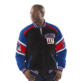 Officially Licensed NFL Men's Suede Jacket by G-III-New York Giants
