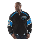 Officially Licensed NFL Men's Suede Jacket by G-III-Carolina Panthers