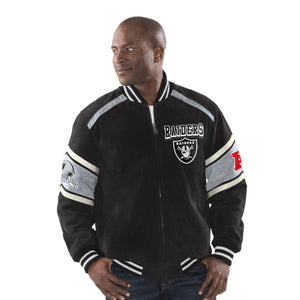 "AS IS" Officially Licensed NFL Men's Suede Jacket by G-III-Oakland Raiders