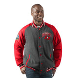 Officially Licensed NFL Men's Power Hitter Varsity Jacket by Glll-Tampa Bay Buccaneers