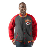 Officially Licensed NFL Men's Power Hitter Varsity Jacket by Glll-Kansas City Chiefs