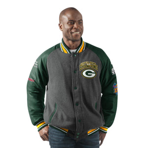 "AS IS" Officially Licensed NFL Men's Power Hitter Varsity Jacket by Glll-Green Bay Packers