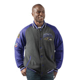 Officially Licensed NFL Men's Power Hitter Varsity Jacket by Glll-Baltimore Ravens