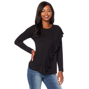 DG2 by Diane Gilman Ruffle-Front Top- Large