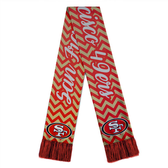 Officially Licensed NFL Glitter Chevron Scarf by Team Beans-San Francisco  49ERS