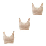 Rhonda Shear 3-pack "Ahh" Bra with Lace Overlay and Removable Pads NUDE SET