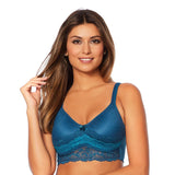 Rhonda Shear Molded Cup Bra with Lace Trim Teal