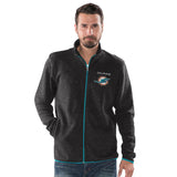 Officially Licensed NFL Sweater Fleece FullZip Jacket by Glll-Miami Dolphins