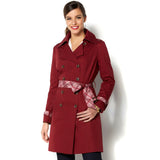 IMAN Global Chic All-Weather Pop of Plaid Luxe Trench Coat - XS, S & M