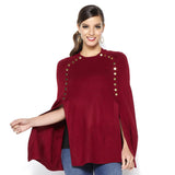IMAN Global Chic Touch of Gold Knit Draped Luxe Poncho