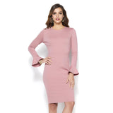 IMAN Global Chic Touch of Gold Power Ponte Bell-Sleeve Dress